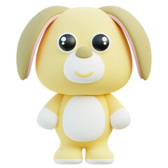 Joyful 3D Dog Character with Floppy Ears and a Gentle Smile