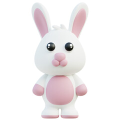 Naklejka na ściany i meble Joyful 3D Rabbit Character with Long Ears and a Pink Nose