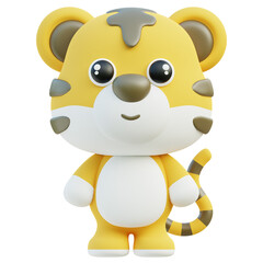Endearing 3D Tiger Character Standing with Stripes and a Warm Smile