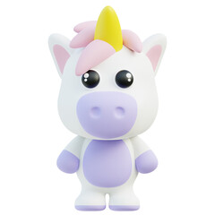 Magical 3d Unicorn Character with Colorful Horn and Dreamy Eyes