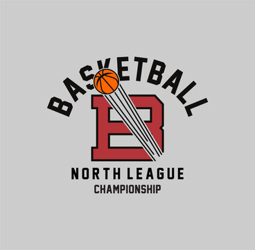 Basketball North League Championship sport typography, tee shirt graphics, vectors illustration.