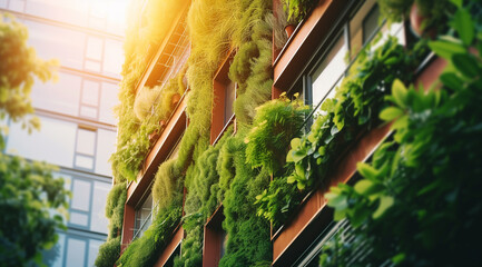 Sustainable urban living: interior green wall with eco-friendly plants