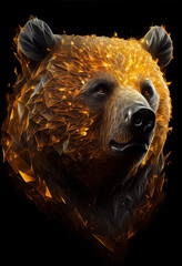 Fiery bear print or logo. Ai rendered.