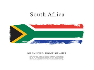 Obraz premium Flag of South Africa, brush stroke background