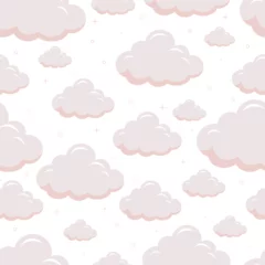 Zelfklevend Fotobehang Twinkle pink baby seamless pattern with cloud and star © piixypeach