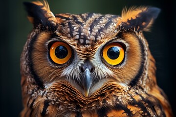 Owl portrait bird. Head wild raptor. Generate Ai