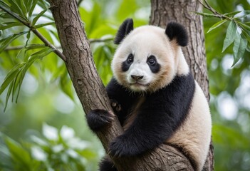 Lovely panda on the tree - obrazy, fototapety, plakaty