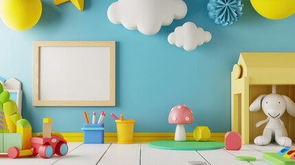 kindergarten room with colorful frames