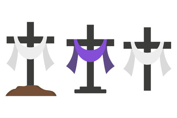 christian cross and purple fabric, Crucifixion of Jesus Christ, Good Friday concept