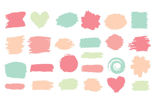 Brush stroke paint, keychain template pastel colors, dynamic shapes vector illustration