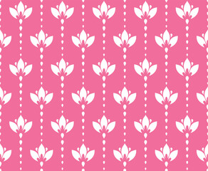 Flower geometric pattern. Seamless vector background. Pink and white ornament