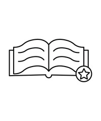 book with star icon, vector best line icon.