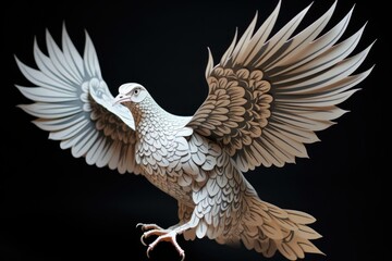 Paper cut pigeon fly. Religion world. Generate Ai