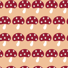 Mushroom illustration seamless repeating pattern