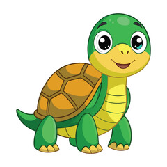 Vector of cartoon turtle illustration on white