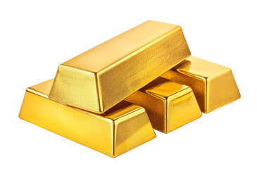 Four golden bars isolated on transparent background