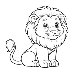 Fototapeta premium Line art of lion cartoon vector