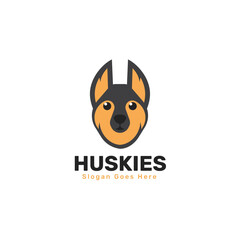 Vector Logo Illustration Huskies Simple Mascot Style