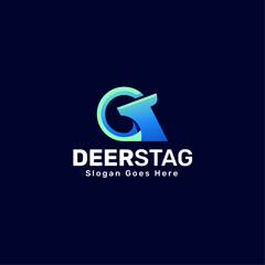 Vector Logo Illustration Deer Gradient Colorful Style