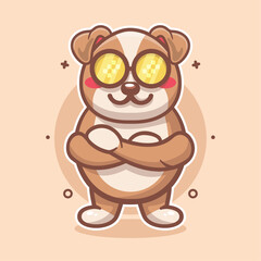 cool bulldog animal character mascot with crossed arms isolated cartoon in flat style design