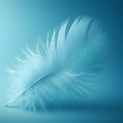 Fototapeta na wymiar white feather on blue background. feather, white, bird, blue, light, isolated, fluffy, soft, object, macro, sky, wing, quill, flying, plume, feathers, abstract,Ai generated 