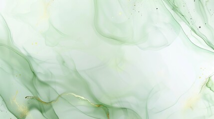 Elegant fluid green and gold marble ink texture design for luxurious wedding card, women's day background