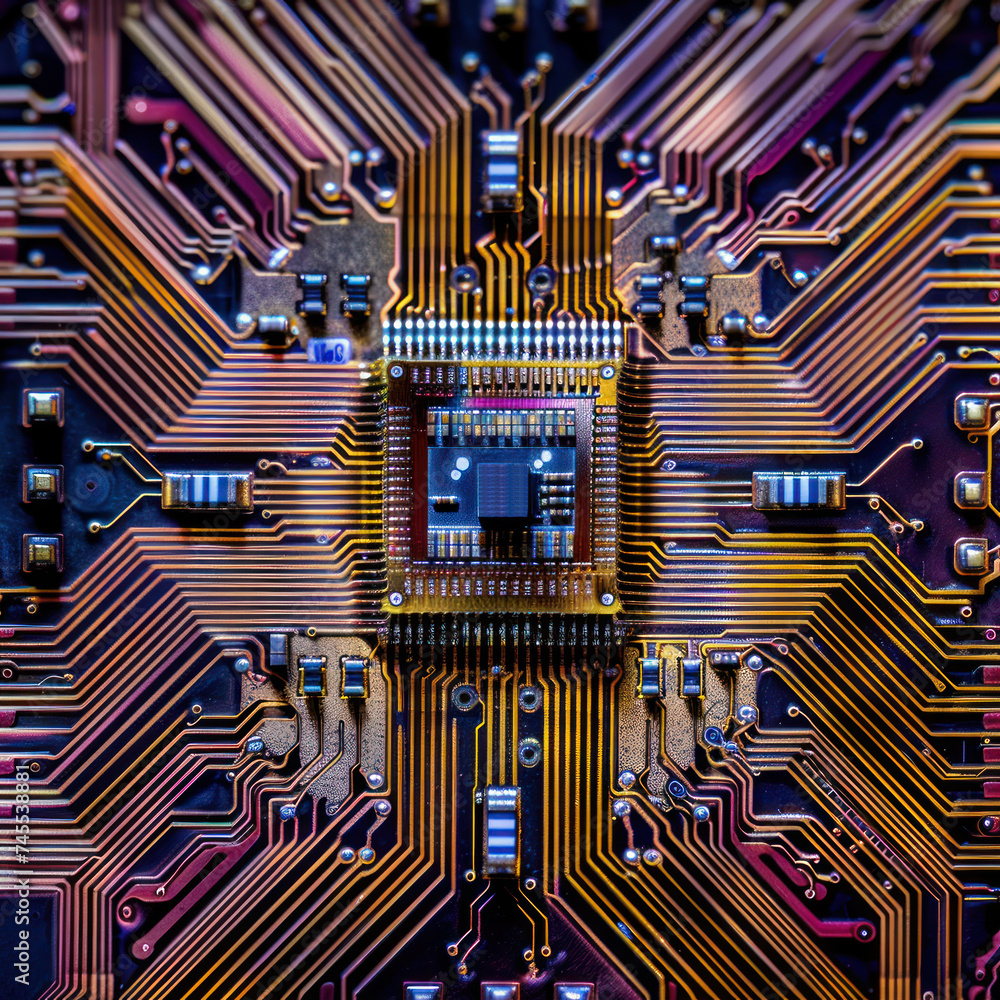 Aufkleber macro photography of a quantum computers chip showcase