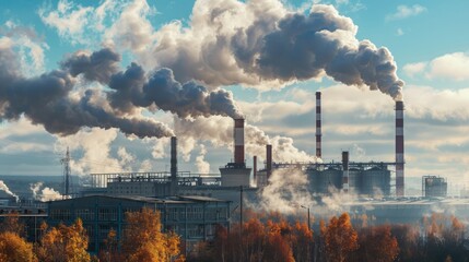 Smoke from factories pollutes cities and communities by releasing industrial pollutants into the atmosphere. Industrial impact on air quality protect the earth on earth day.