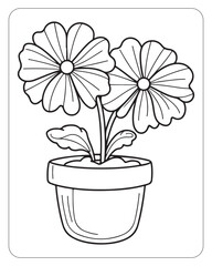 Flower coloring pages for kids, flower vector illustration, black and white flower coloring book