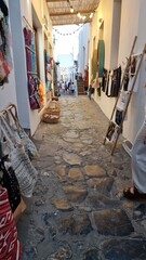 Fototapeta na wymiar greece skiros or skyros island center chora city pavements arcs central square in summer