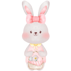 
easter bunny and Easter eggs on Easter Day, hand drawn illustrations
