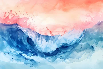 Fotobehang 抽象的なカラーグラデーションの波の背景画 © dadakko