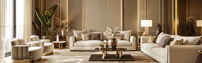 Luxurious Living Room in Chic Neutral Tones
