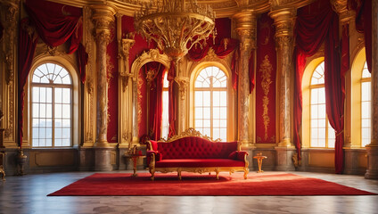 Fototapeta na wymiar Decorated empty throne hall