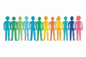 Fototapeta premium Inclusive and diverse group of people Unity and community concept Colorful and positive illustration