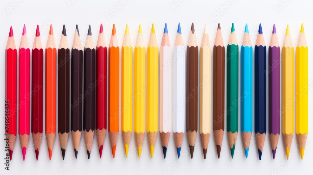 Poster Assortment of ballpoint pens in a row Generative AI