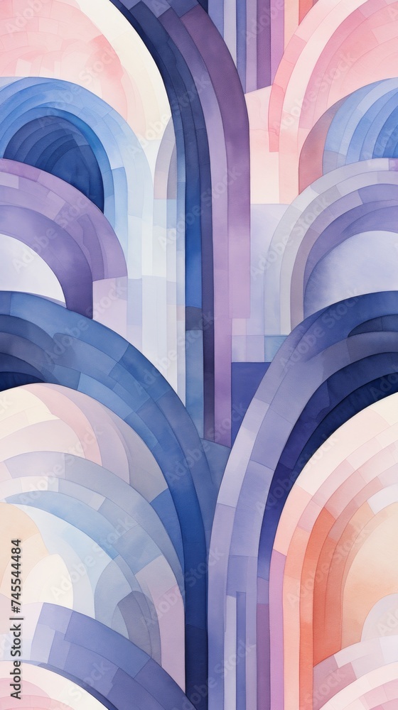 Aufkleber generative ai asymmetrical watercolor composition with italian monastery arches and columns