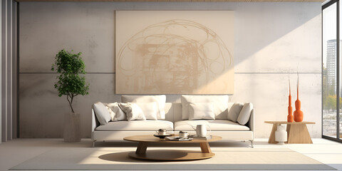 Minimalist Marvel: The Timeless Allure of Gray Walls and White Sofa in Modern Interiors