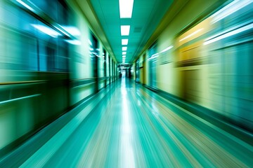 Motion-blurred image of a hospital corridor Evoking the fast-paced and urgent nature of medical care environments