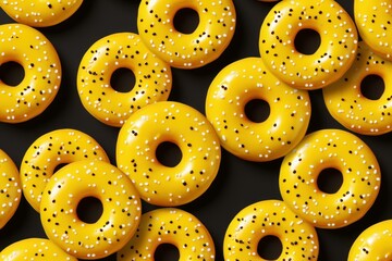 Yellow donut pattern food. Cake design. Generate Ai