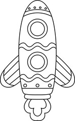 hand drawn rocket doodle outline