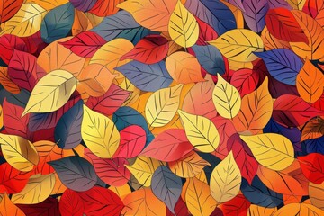 Fototapeta na wymiar Vibrant background filled with autumn leaves Symbolizing the beauty and warmth of the fall season Perfect for seasonal themes and decorative projects