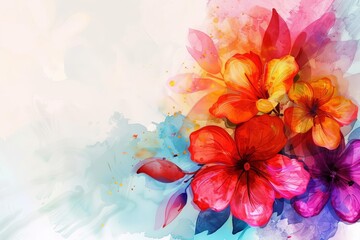 Watercolor background with vibrant flowers Artistic and festive Celebration and beauty concept