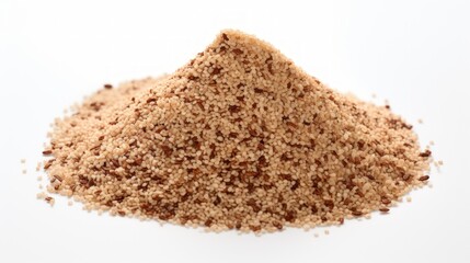 Close-up realistic photo of a small mound of quinoa flakes on a white background Generative AI