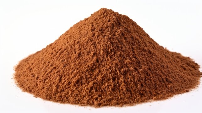 Close-up realistic photo of a small mound of teff grains on a white background Generative AI