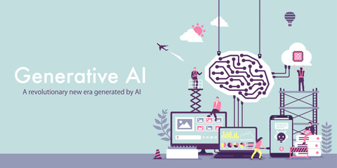 Generative AI (artificial intelligence) vector banner illustration