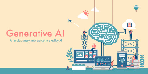 Generative AI (artificial intelligence) vector banner illustration - obrazy, fototapety, plakaty