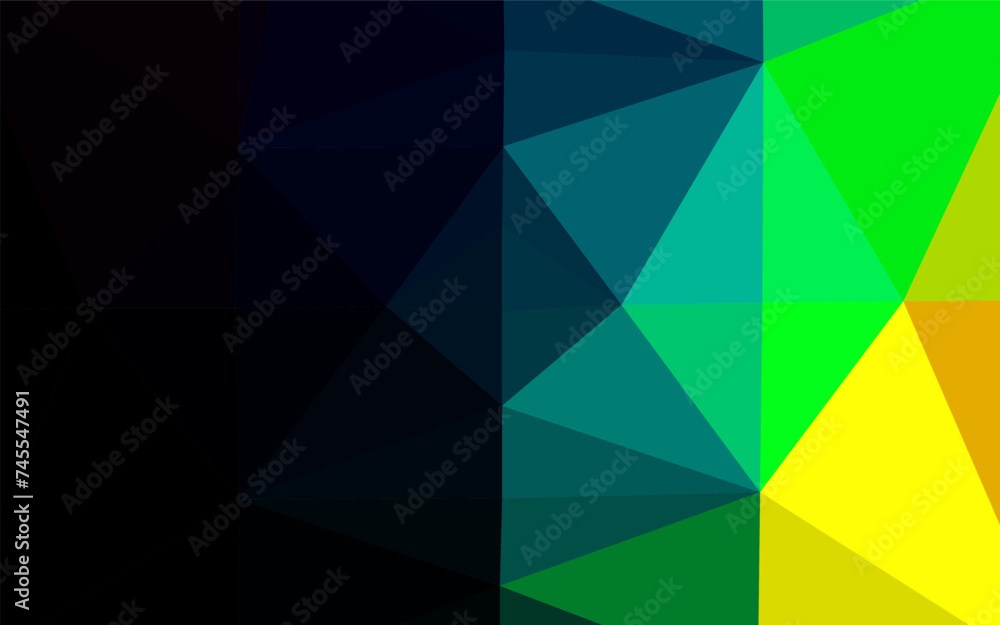 Poster dark multicolor, rainbow vector shining triangular template.