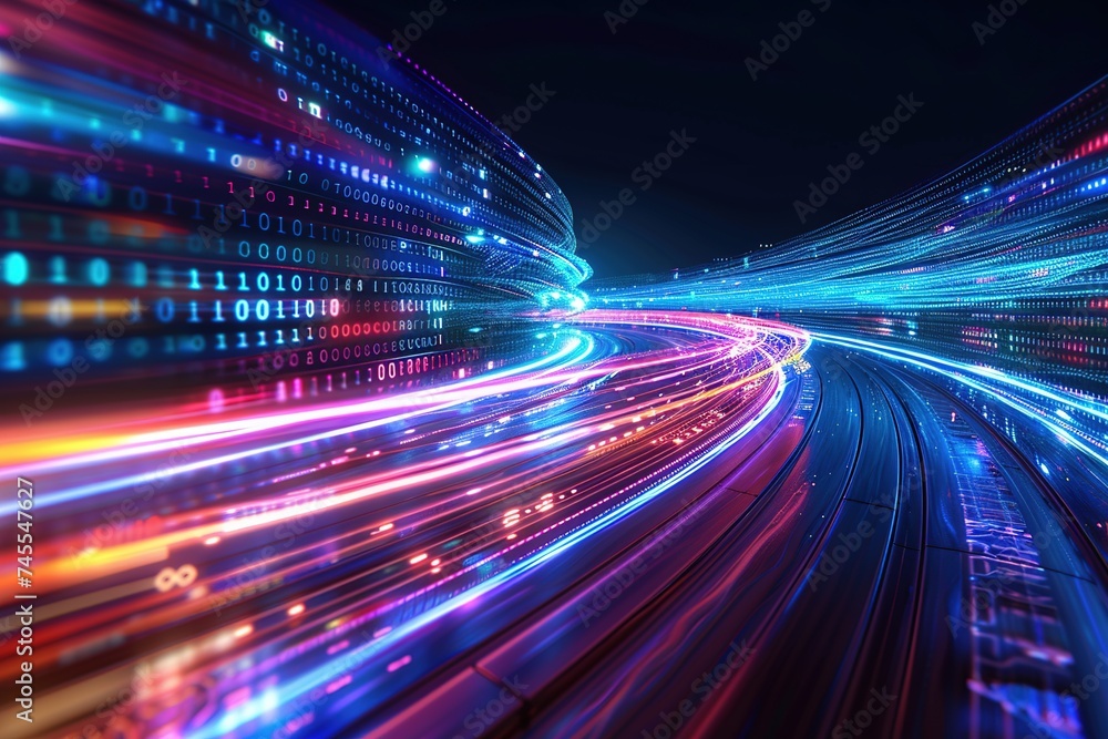 Aufkleber perspective speed colorful binary in abstract movement straight line lighting effect digital art ill
