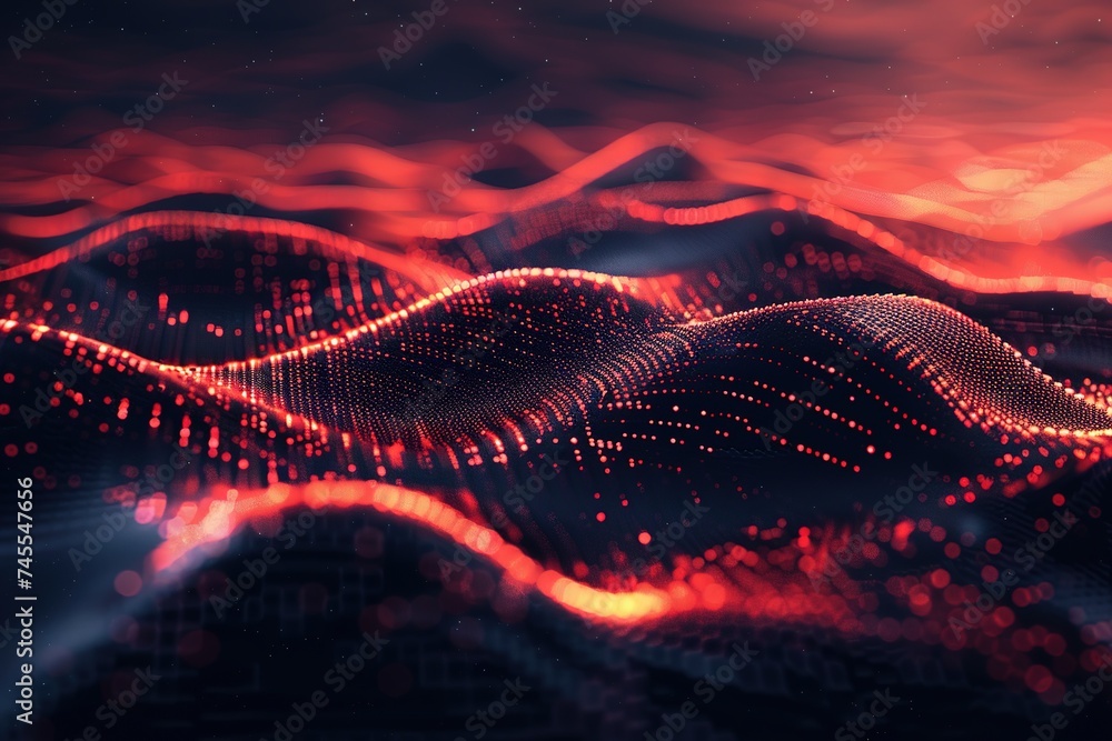 Poster futuristic red and black concept reticulum connecting dots and line particle data technology molecul